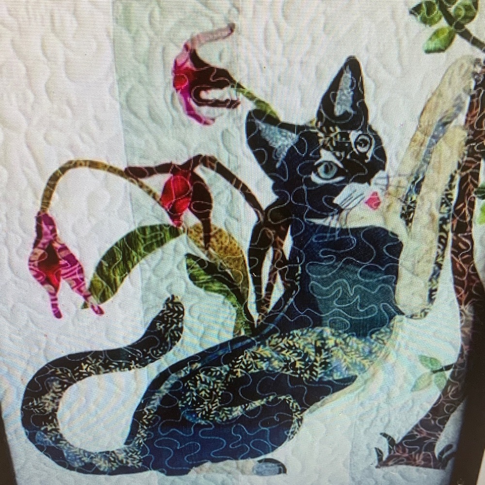 Vintage Cat Quilt Custom Framed Wall Art